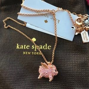 Kate Spade Rose Gold Imagination Pave Pig Necklace